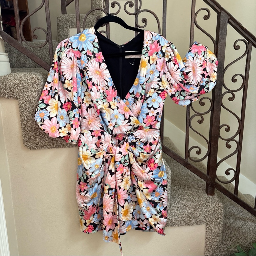 NWOT Keepsake The Label Burning Floral Ruched Dress XS Msrp $200